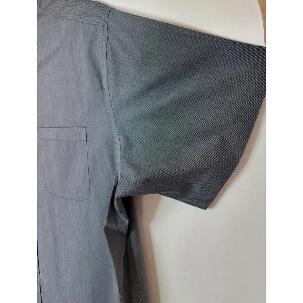 Roundtree & Yorke Gold Label Non-Iron NavyBlue PinStripe Short Sleeve Shirt 3XLT - Picture 6 of 9